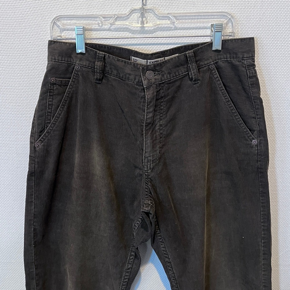 Express Men Corduroy‎ Pants Brown Straight Leg Casual Relaxed Size 32 x 32 (26)